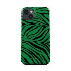 the green and black zebra print case for the iphone 11, which is designed to match the