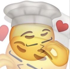 an emoticive cartoon character with a chef's hat on