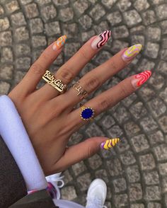 Colourful Nails, Nail Design Stiletto, Nail Design Glitter, Colorful Nails