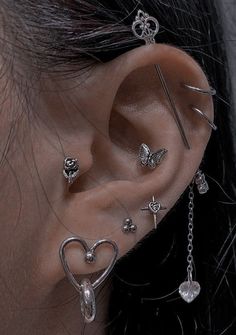 Ušný Piercing, Piercings Bonitos, Piercing Chart, Edgy Jewelry, Cute Ear Piercings