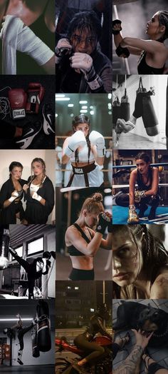 the collage shows many different images of people in boxing gear and their names on them