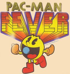 the pac - man never logo is shown in front of an orange and yellow background