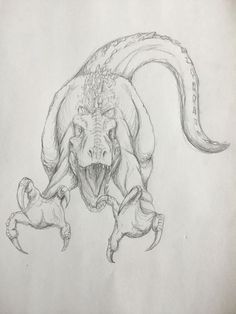 a drawing of an animal with horns and claws