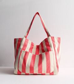 Pink Stripe Slouch Tote Bag | New Look Couture, Tote Bag Inspo, Beachwear Skirt, Wide Fit Sandals, Mum Fashion, Diy Bags Purses, Travel Purse, The Tote Bag, Curves Workout