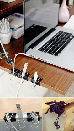 there are several different types of cords connected to laptops