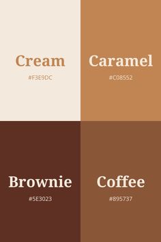 An image displaying a warm brown color palette with four shades: Cream (#F3E9DC), Caramel (#C08552), Brownie (#5E3023), and Coffee (#895737) Copper And Cream Color Palette, Caramel Brown Color Palette, Fall Clothing Color Palette, Colors That Go With Light Brown, Earthy Brown Color Palette, Cozy Fall Color Palette, Cozy Color Pallete, Coffee Color Pallete, Soft Brown Color Palette