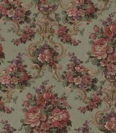a floral wallpaper with pink flowers and green leaves on the bottom half of it