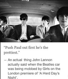 the beatles are sitting in their car together