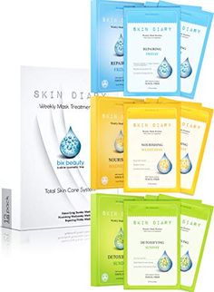 Skin Diary [ 12 Pack ] Triple Effect Essence Natural Collagen Boost Beauty Care | Korean Full Face Facial Mask Sheet ... Face Mask Sheet, Sheet Mask Set, Dry Skin Care Routine, Collagen Mask, Natural Collagen, Mask Sheet