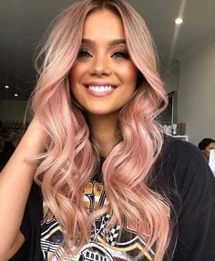 Pink Money Piece Hair, Gold Hair Dye, Gold Hair Colors, Hair Color Rose Gold, Hair Color Pink