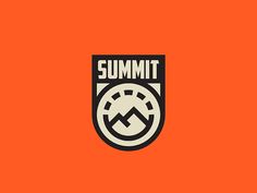 an orange background with the words summit and a black and white logo on top of it