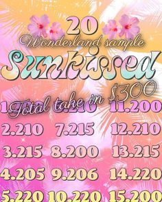 a poster with the date and time for an upcoming wedding ceremony in pink, yellow and blue