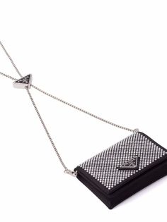 Shop Prada crystal-embellished cardholder with Express Delivery - FARFETCH Monaco, Chanel Bag Classic, Triangle Logo, Black Crystals, Chanel Bag, Kate Spade Crossbody