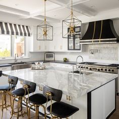 Glendale Pendant Light — City Lights SF Angeles, Los Angeles, Black White Gold Decor, White And Gold Decor, Black And White Living Room, Black Countertops, Gold Kitchen, Transitional Living Rooms, Kitchen Inspiration Design