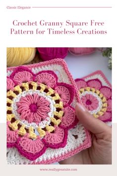 Free Crochet Granny Square Pattern | Classic Crochet Technique | DIY Tutorial | Versatile Crochet Creation Amigurumi Patterns, Crochet Flower Granny Square, Crochet Granny Square Free Pattern, Crochet Flower Granny Square Pattern, Granny Square Free Pattern, Crochet Granny Square Pattern, Free Crochet Flower, Loom Knitting Tutorial, Crochet Flower Bouquet