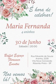 a poster with flowers on it for an event in the spanish language, which is also written