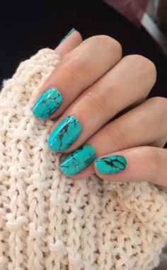 Ncla Truth In Turquoise - Pro Discount Nail Art Turquoise, Nail Art Vert, Stone Nails, Stone Nail Art, Green Nail Art, Turquoise Nails, Marble Nail Designs, Marble Nail Art