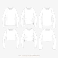 Ruched Long Sleeve Top Drawstring Crop Top PDF Sewing Pattern - Etsy.de Long Sleeve Top Pattern, Long Sleeve Shirt Pattern, Ruched Long Sleeve Top, Drawstring Crop Top, Shirt Sewing, Sewing Templates, Shirt Sewing Pattern, Diy Tops, Flare Long Sleeve