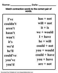 worksheet for the correct words in english