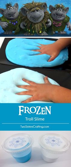 frozen treats are being made with blue frosting and hands on top of each other