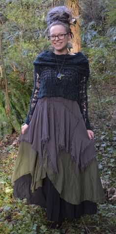 Strega Fashion Sewing Patterns, Hippies, Couture, Dark Forest Witch Costume, Beach Witch Outfit, Swamp Witch Aesthetic Outfit, Dark Mori Fashion Plus Size, Strega Fashion Plus Size, Renfaire Witch Outfit