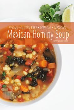 the mexican hominy soup is ready to be eaten