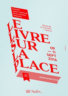 a poster with red text on a blue background that says le vevre sur a place