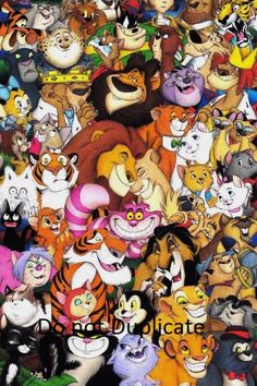 an image of many different cartoon animals in the middle of a photo with caption