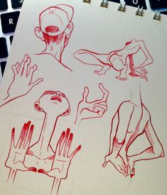 a drawing of hands and fingers on a sheet of paper