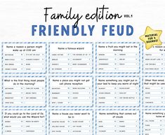 a family game with the words friendly and friends