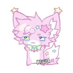 a pink cat with stars on it's head and the word uwx