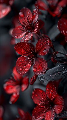 red flowers with water droplets on them