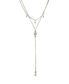 A dual chain lariat necklace that features cubic zirconia accents and dainty chain. Layered Silver Necklaces, Drop Necklace Silver, Womens Necklaces Silver, Long Necklace Silver, Silver Layered Necklace, Silver Lariat Necklace, Silver Long Necklace, Silver Jewelry Necklaces, Waterfall Necklace