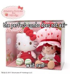 two hello kitty dolls in a box with the caption, the perfect combo does not ext