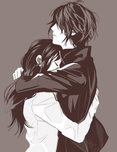 Yato & Hiyori. Don't know if it's official art, but whatever. I'll still love them as a couple. Anime, Couple Hugging, In Spanish, Two People, A Couple