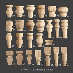 an image of different types of wooden furniture handles and knobs for doors or windows