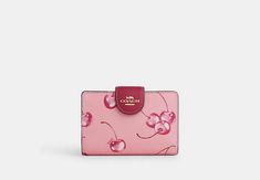 Medium Corner Zip Wallet With Cherry Print | COACH OUTLET Wallet Cute Aesthetic, Pink Wallet Coach, Cute Cardholder Wallet, Cute Gifts From Boyfriend, Cute Card Holder Wallet, Cherry Coach Wallet, Coach Pink Wallet, Cute Coach Wallet, Cherry Car Decor