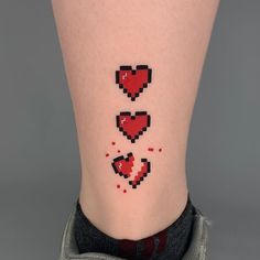 Тату / Cute tattoo ideas Милые татуировки, идеи Pixel Heart Tattoo, No Love Tattoo, Minecraft Tattoo, Pixel Tattoo, Herz Tattoo, Pixel Heart, Muster Tattoos, 4 Tattoo, Tatuaje A Color