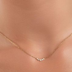 14k Diamond Necklace | Curved  Bar Necklace | Minimalist Dainty Diamond Necklace | Layering Everyday Necklace | Mother's Day Gift Necklace Details: ✔ 100% Solid Gold Kt: 14K ✔ Metal stamp: 585 ✔ Available Gold Color: Rose Gold, Yellow Gold, White Gold ✔ Adjustable length ✔ Color: F-G ✔ Clarity: VS2+ ✔ Cut/Symmetry: Excellent ✔ Total ct: 0.10ct ✔ Solid Gold Chain 1.0mm thick. ✔ Free Shipping 🛠 Ready to Ship in 3-5 Business Days 🛠 Solid gold is a precious metal that will not oxidize or discolor. Diamond Necklace Layering, Layering Diamond Necklaces, Curved Bar Necklace, Diamond Bar Necklace, Small Bar, Dainty Diamond Necklace, Curved Bar, Solid Gold Necklace, Solid Gold Chains