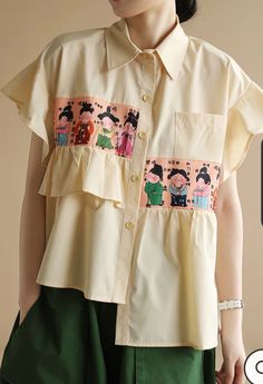 Remake Clothes, Cotton Tops Designs, Fashion Tops Blouse, Trendy Fashion Tops, Fashion Design Sketches, Cotton Blouse, Cotton Blouses, Blouse Top, Upcycle Clothes