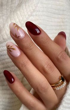 Summer Nail Art, Wine Nails, September Nails, Maroon Nails, Fall Gel Nails, February Nails, Art Magic, Her Nails, Thanksgiving Nails