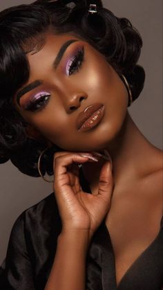 Black Hair, Black Women, Purple Eyeshadow, Makeup For Black Women, Grey Hair, African American, Halloween Face, Face Makeup, Halloween Face Makeup