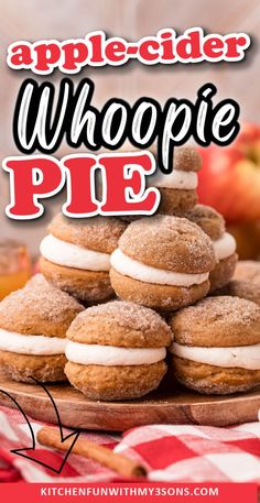 apple cider whoope pies stacked on top of each other