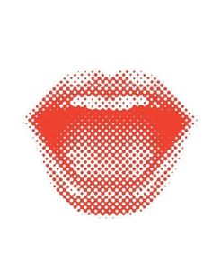 a red dotted lip on a white background