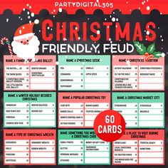 a christmas party game with the words, merry friends and santa clauss on it