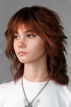 Ways To Style Layered Medium Hair, Grunge Cut Hair, Short Shag Hair With Bangs, Bangs Ideas For Long Hair, Medium Long Hair With Bangs, Messy Short Hair Grunge, Shaggy Cut With Bangs, Grunge Haircuts Short, Shoulder Length Hair Cuts With Layers Choppy