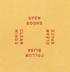 an open door is shown with the words clear space written in red on yellow paper