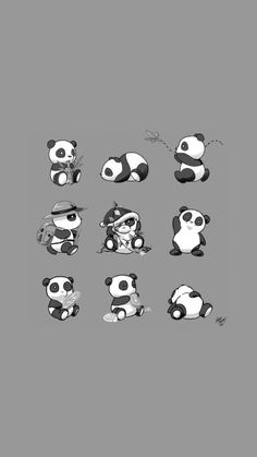 the pandas are all different sizes and colors