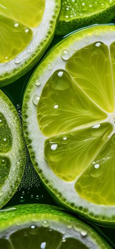 lime slices with water drops on them