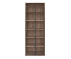 Arren High Bookcase with Glass Doors Walnut Melamine/Black - Scandinavian Designs Modern Bookcase Design, Tall Shelf, Glass Bookcase, Tall Shelves, Bookcase With Glass Doors, Metal Bookcase, Library Wall, Scandinavian Designs, Bookcase Design